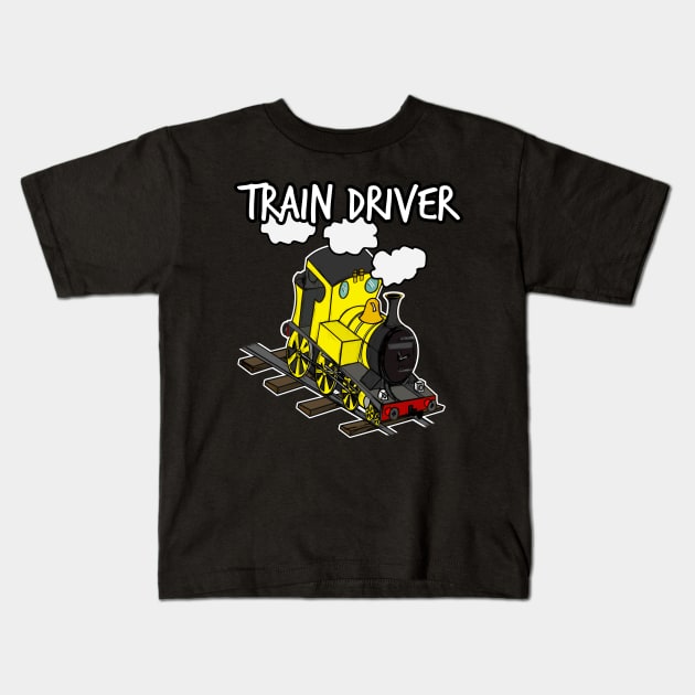 Train Driver Steam Locomotive Rail Enthusiasts (Yellow) Kids T-Shirt by doodlerob